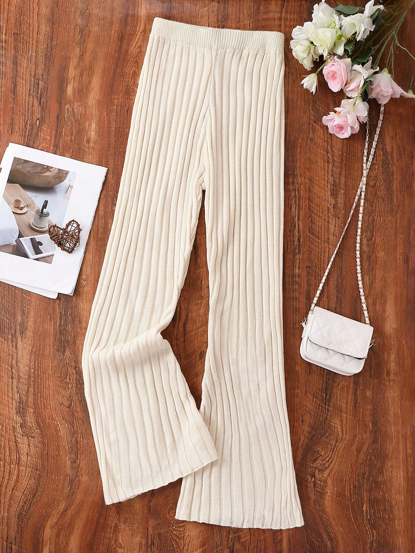 Teen Girl Solid Flare Leg Knit Pants