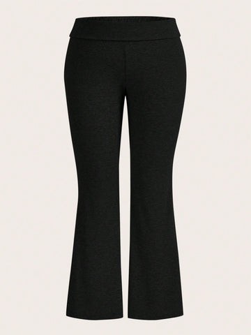 Plus Solid Flare Leg Pants