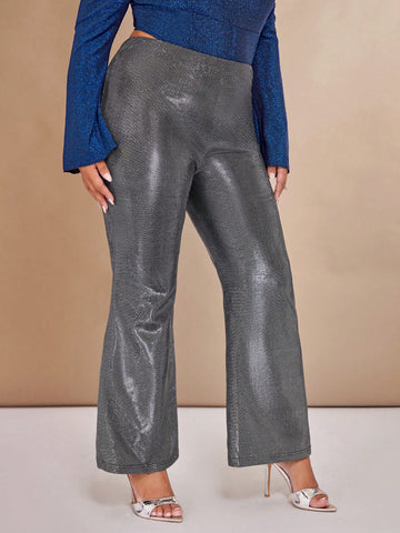 Plus High Waist Flare Leg Pants