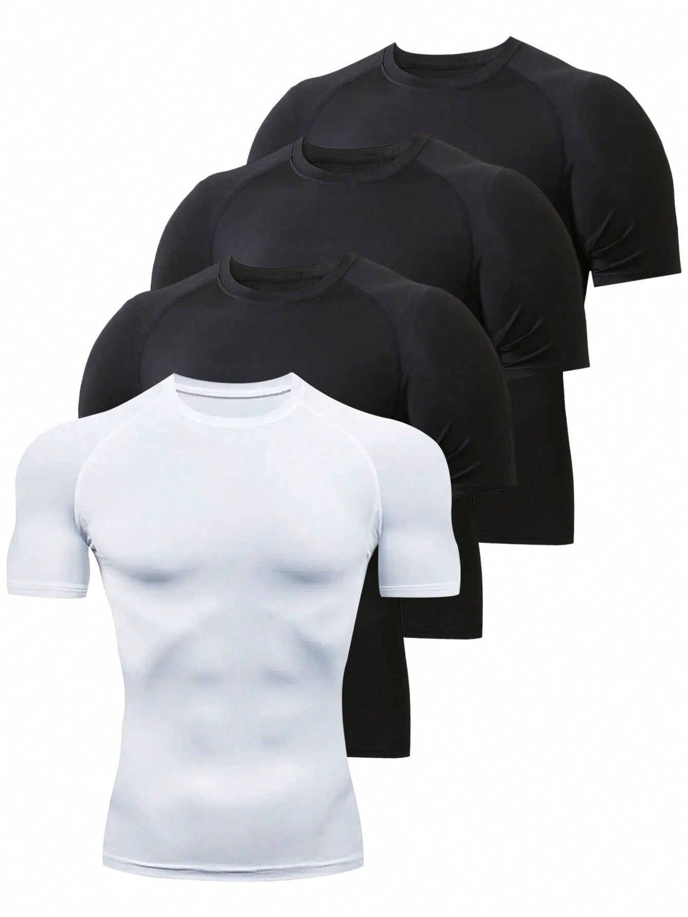 4pcs Men Solid Sports Tee Workout Tops