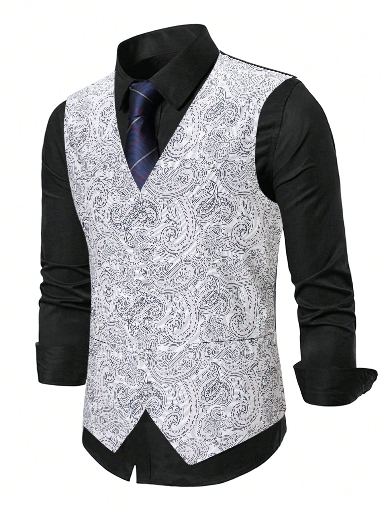 Men Plus 1pc Paisley Print Waistcoat