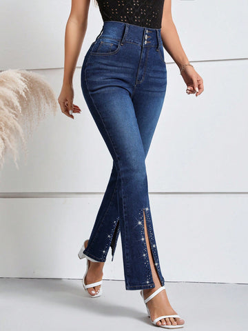 Split Hem Flare Leg Jeans