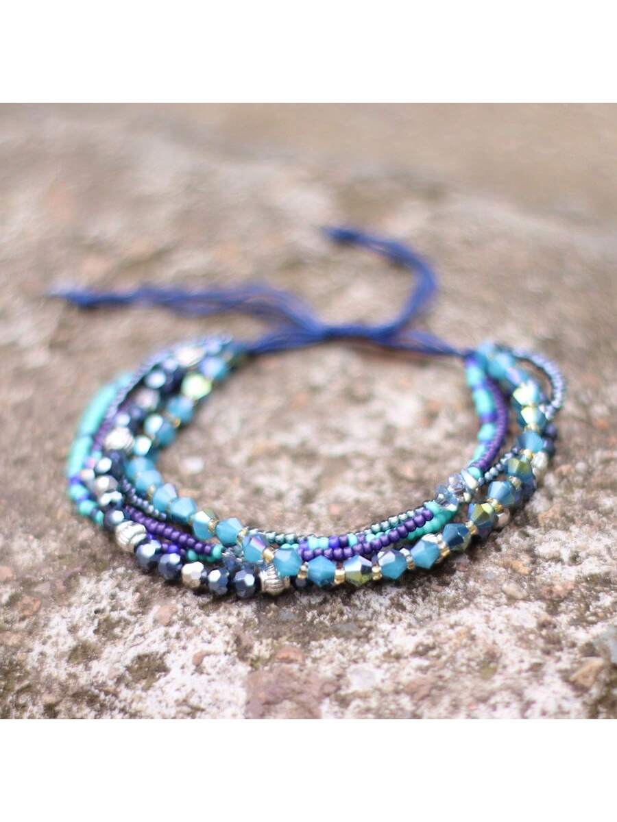 Boho Handmade Small Beads Bracelet Multilayer Natural Stone Beaded Women Armband Jewelry