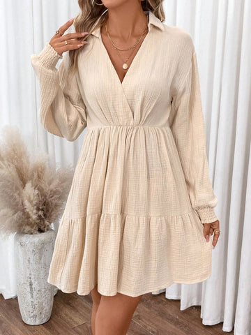 Solid Ruffle Hem Dress