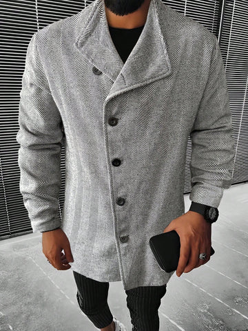 Men Button Front Overcoat