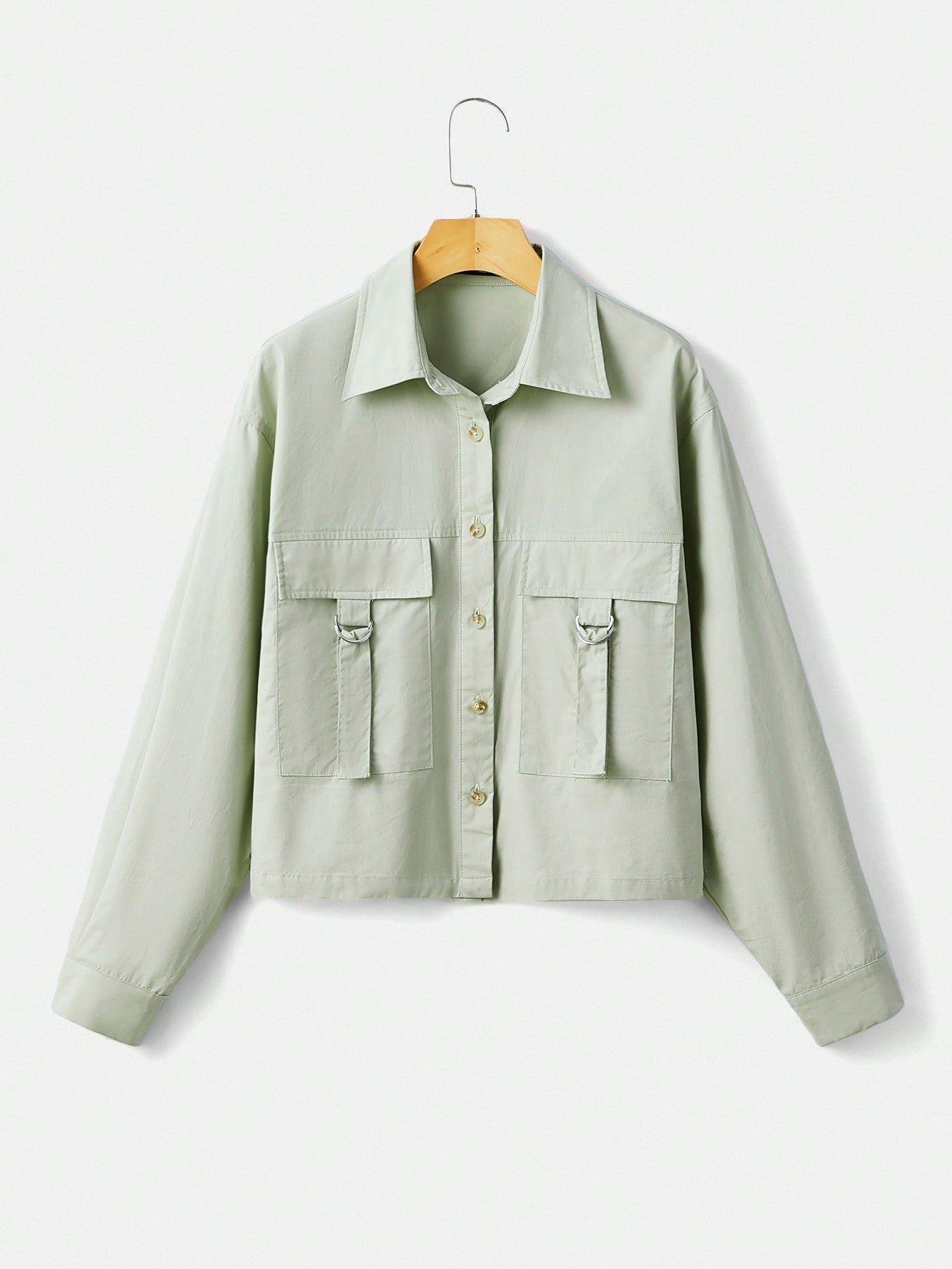 Drop Shoulder Flap Pocket Buckle Detail Shirt