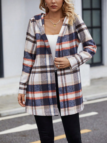 Plaid Print Belted Overcoat