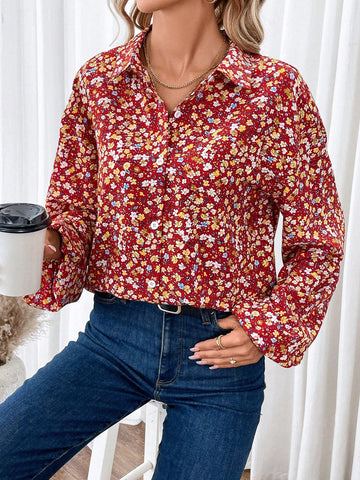 Ditsy Floral Print Drop Shoulder Shirt