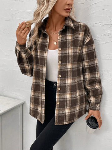 Plaid Print Drop Shoulder Shirt