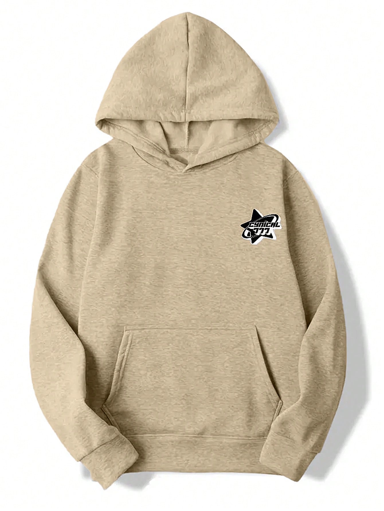 Men Star & Letter Graphic Kangaroo Pocket Thermal Hoodie