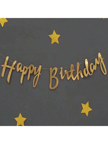 1pc Happy Birthday Letter Party Banner, Background Decor, Around 2.5m Long