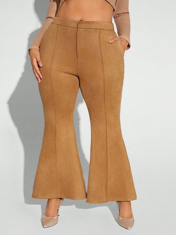 Plus High Waist Flare Leg Pants