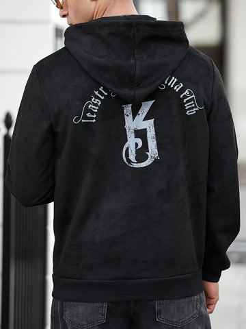 Men Letter Graphic Drawstring Hoodie