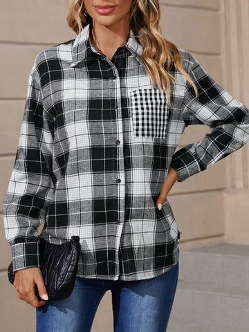 Plaid Print Drop Shoulder Shirt