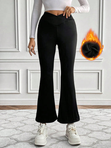 Solid Flare Leg Pants