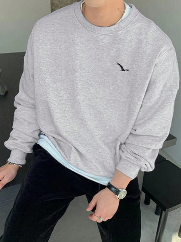 Men Bird Print Drop Shoulder Sweatshirt