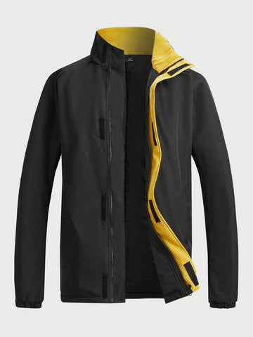 Loose Fit Men's Winter Zipper Closure Coat