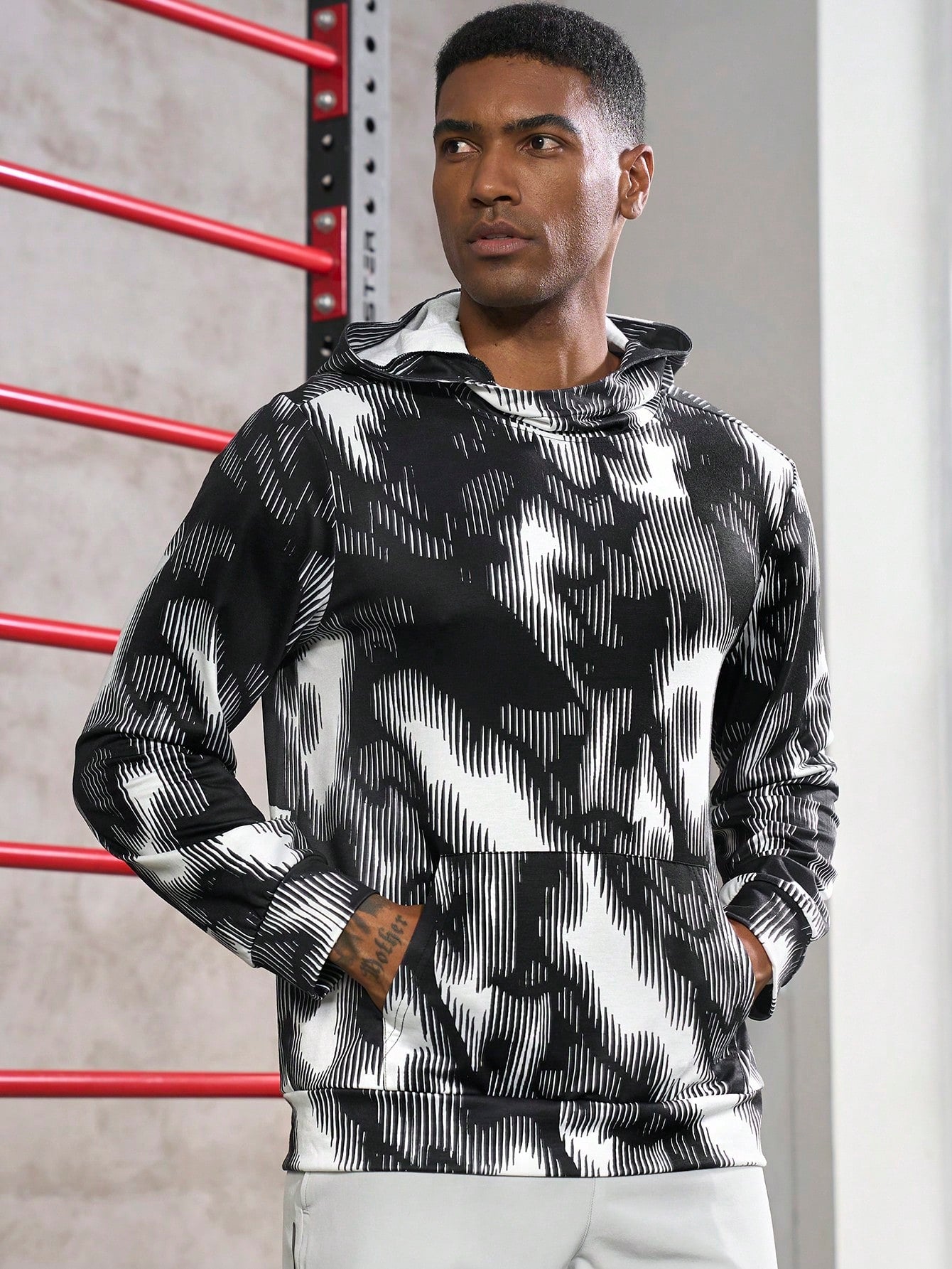 Men Allover Print Sports Sweatshirt Hoodie