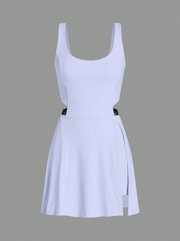 Solid Cut Out Waist Tank Dress