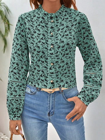 Allover Print Button Front Shirt