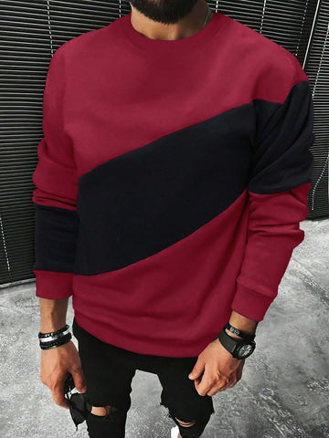 Men Color Block Thermal Lined Sweatshirt