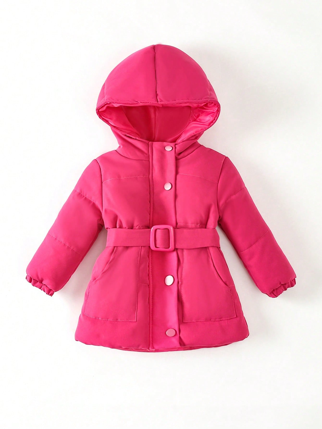 Baby Girl Hooded Belted Puffer Coat