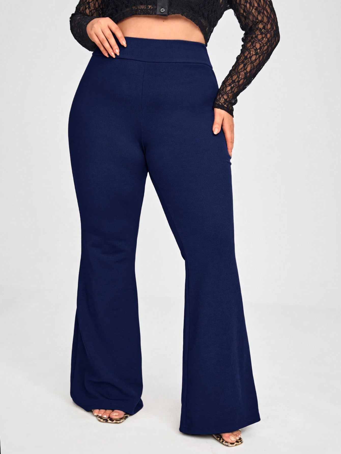 Plus High Waist Flare Leg Pants