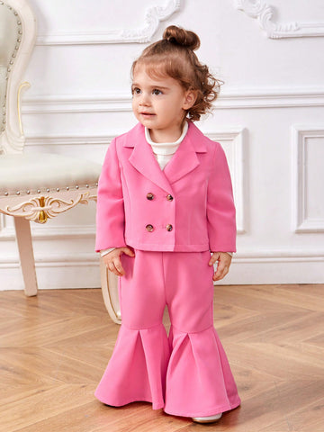 Baby Girl Double Breasted Blazer & Flare Leg Pants