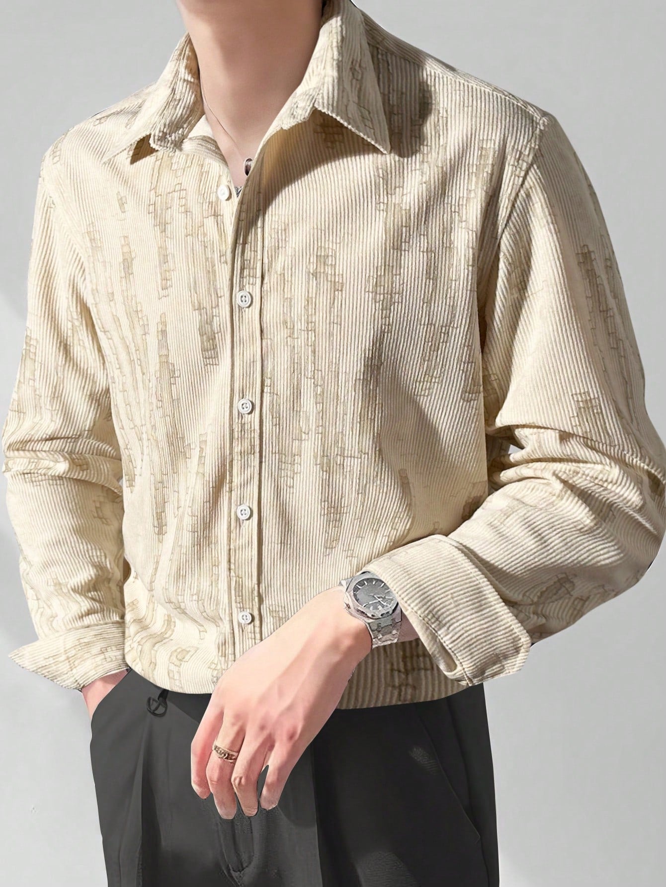 Men Allover Print Button Up Shirt