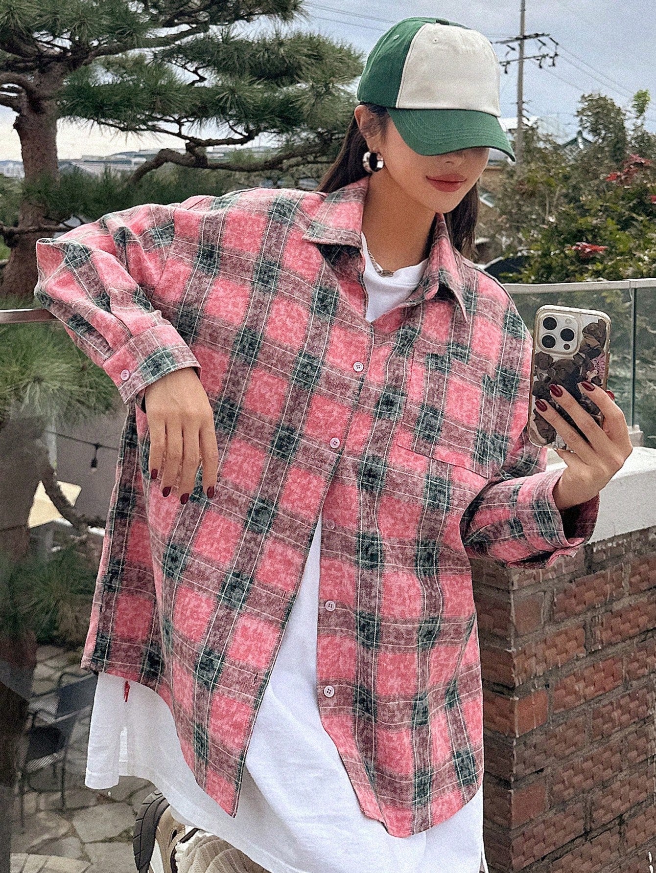 Plaid Print Drop Shoulder Shirt