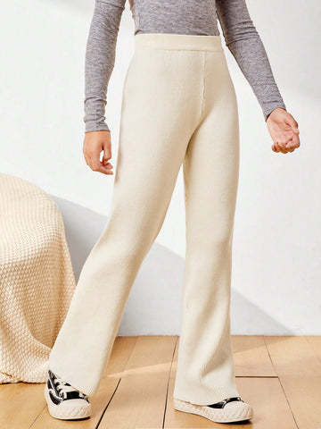 Teen Girl Flare Leg Solid Knit Pants