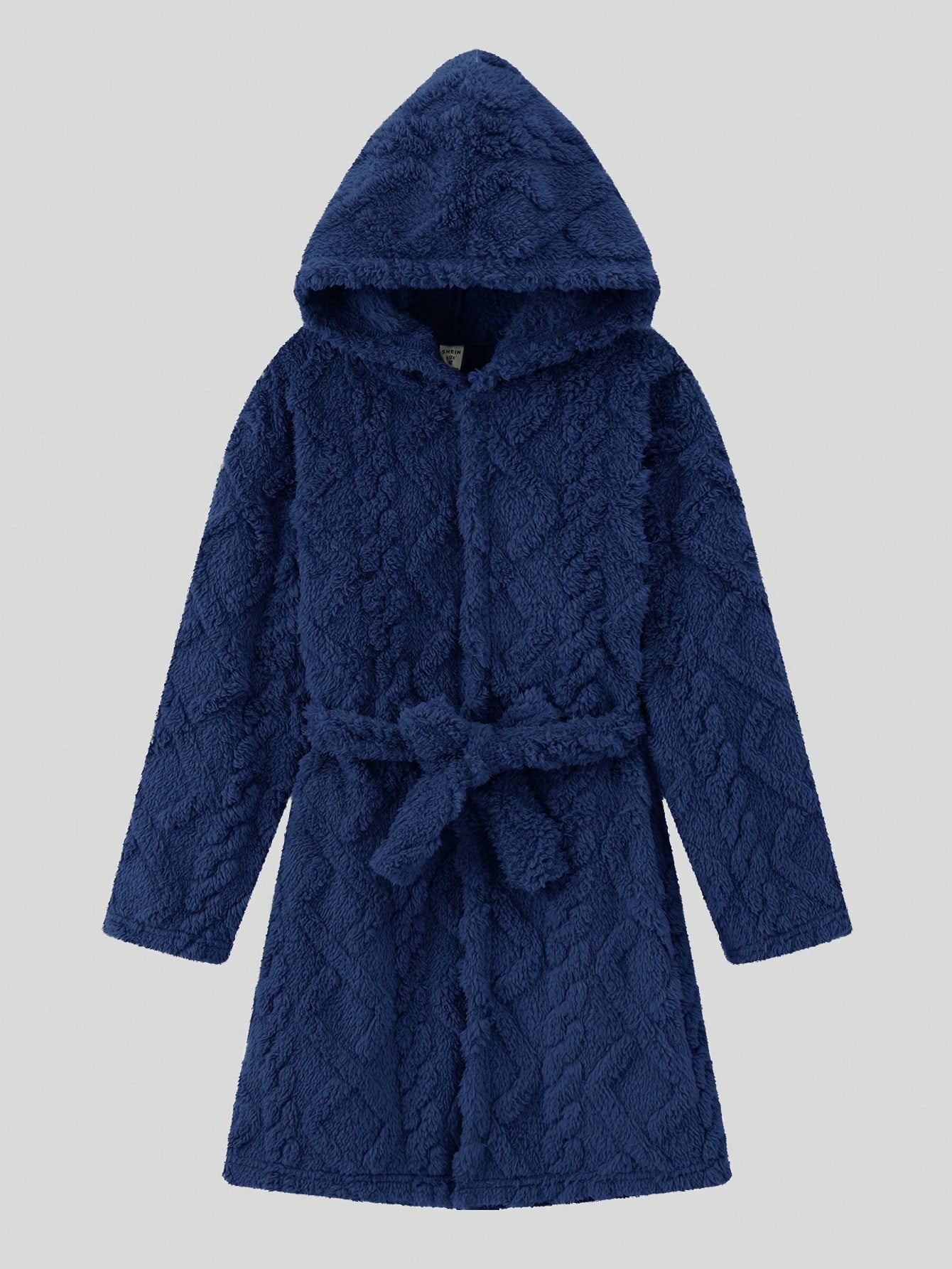 Tween Boy Solid Hooded Belted Flannel Robe