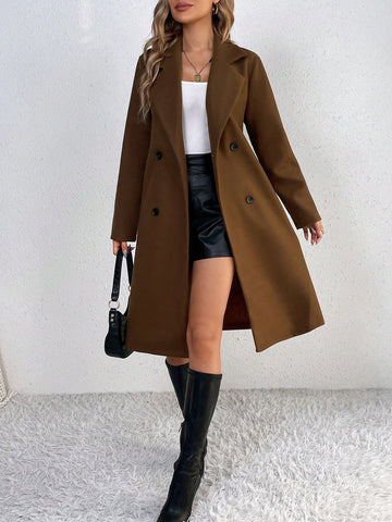 Lapel Neck Double Breasted Overcoat