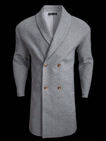 Men's Loose Fit Double Breasted Overcoat With Shawl Collar