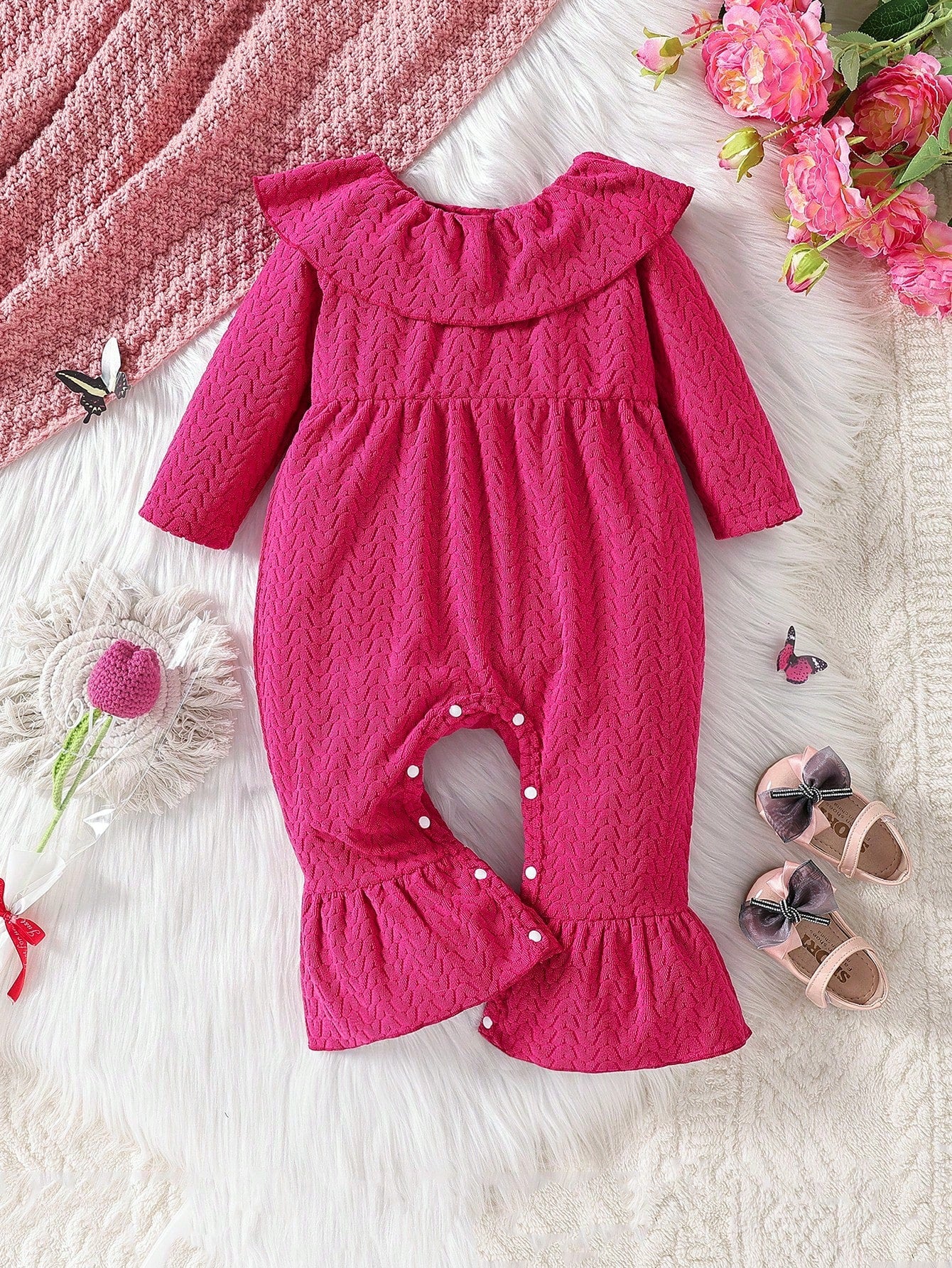 Baby Girl Ruffle Trim Flare Leg Jumpsuit