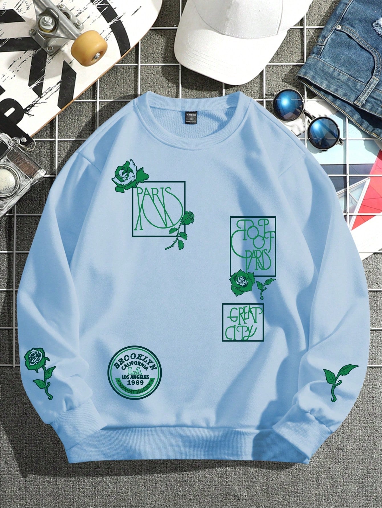 Men Floral & Letter Graphic Drop Shoulder Sweatshirt