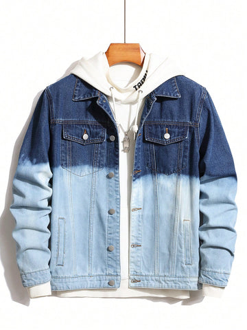 Men Two Tone Denim Jacket Without Hoodie