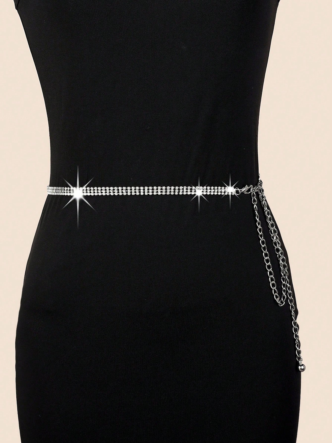 1pc Women Rhinestone Decor Glamorous Chain Belt For Party