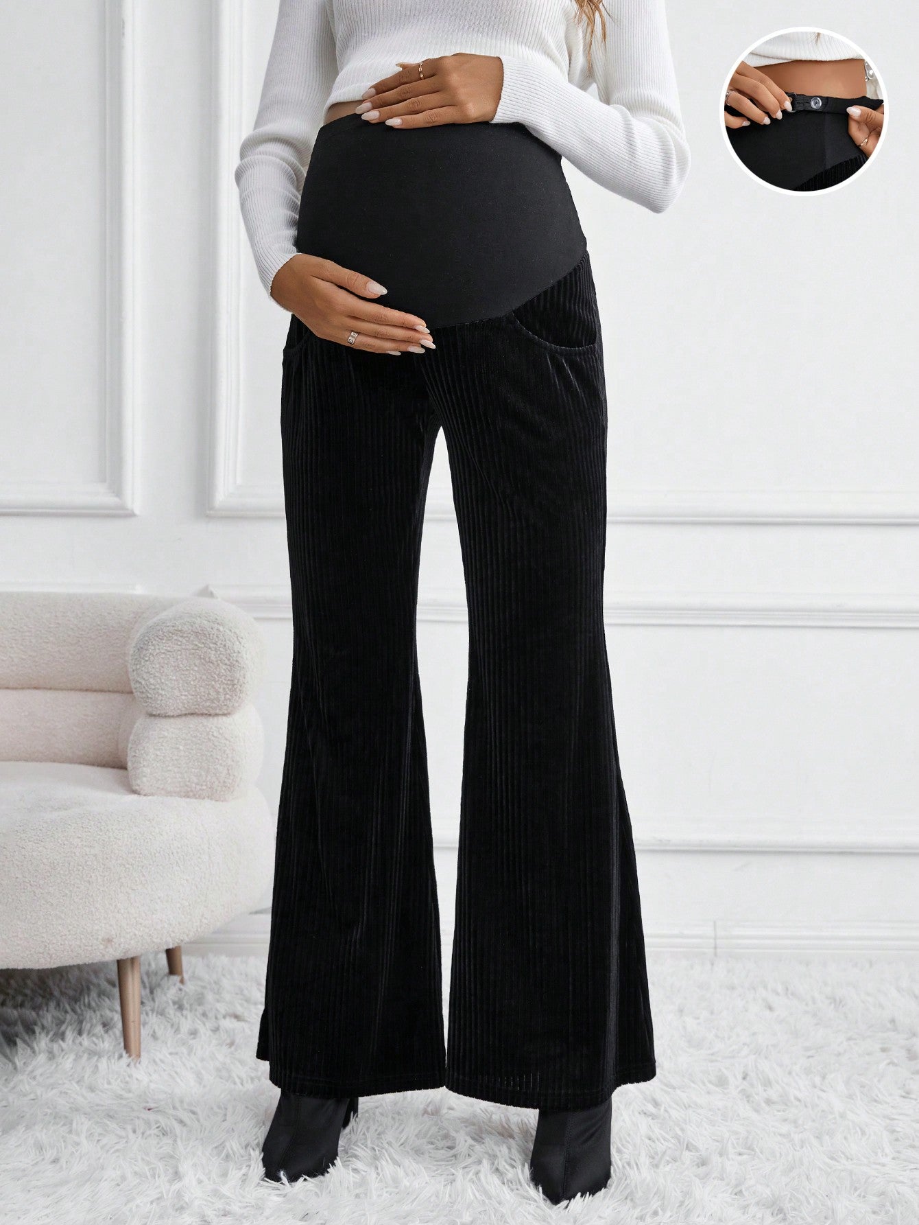 Maternity Adjustable Waist Flare Leg Pants