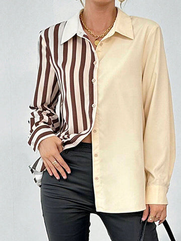 Striped Print Button Front Shirt