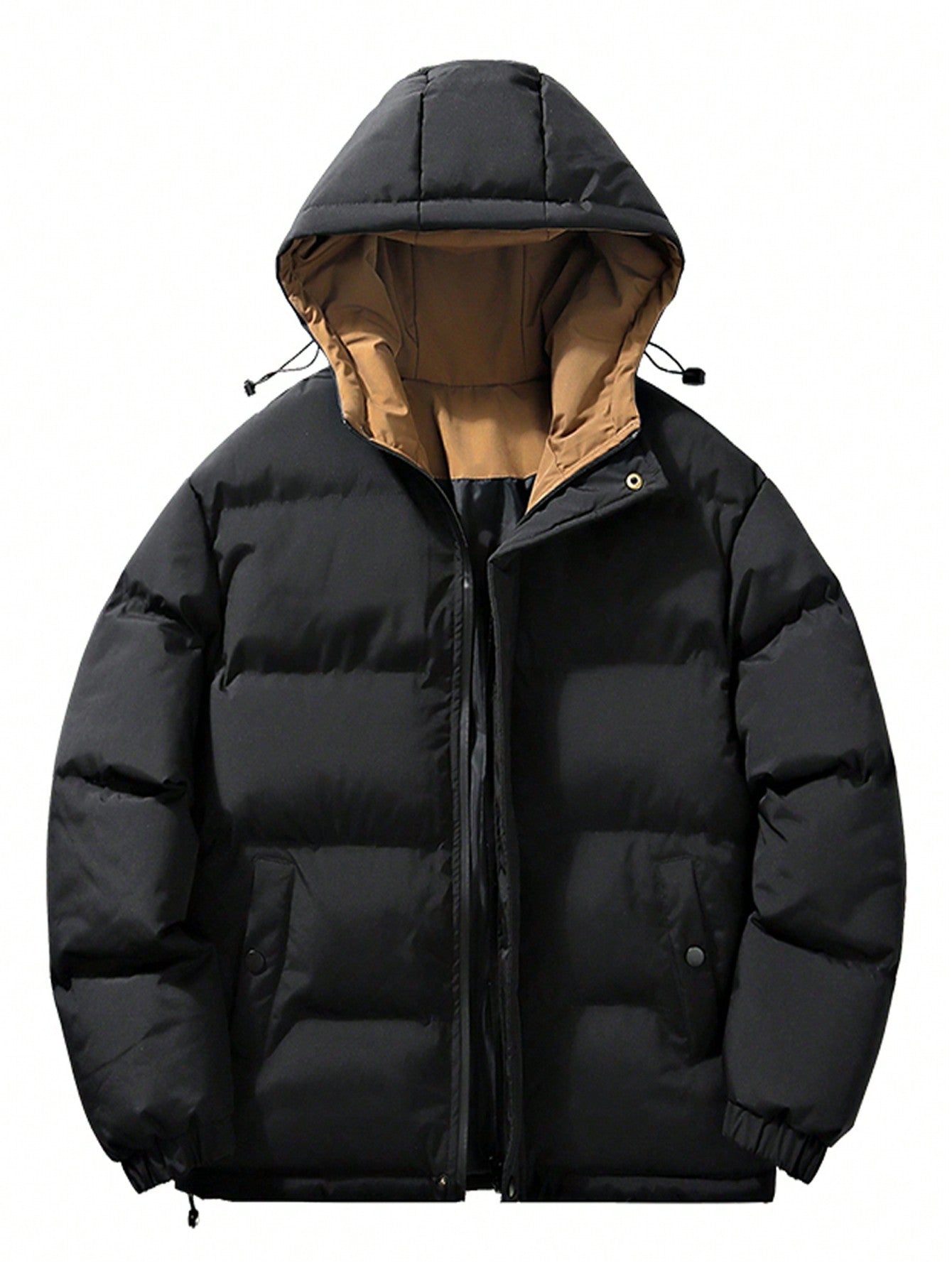 Men's Drawstring Hooded Zip Up Oversized Puffer Coat