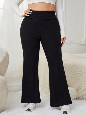 Plus High Waist Flare Leg Pants