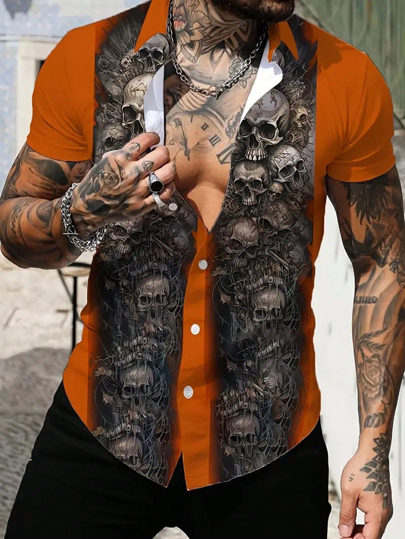 Men Skull Print Shirt