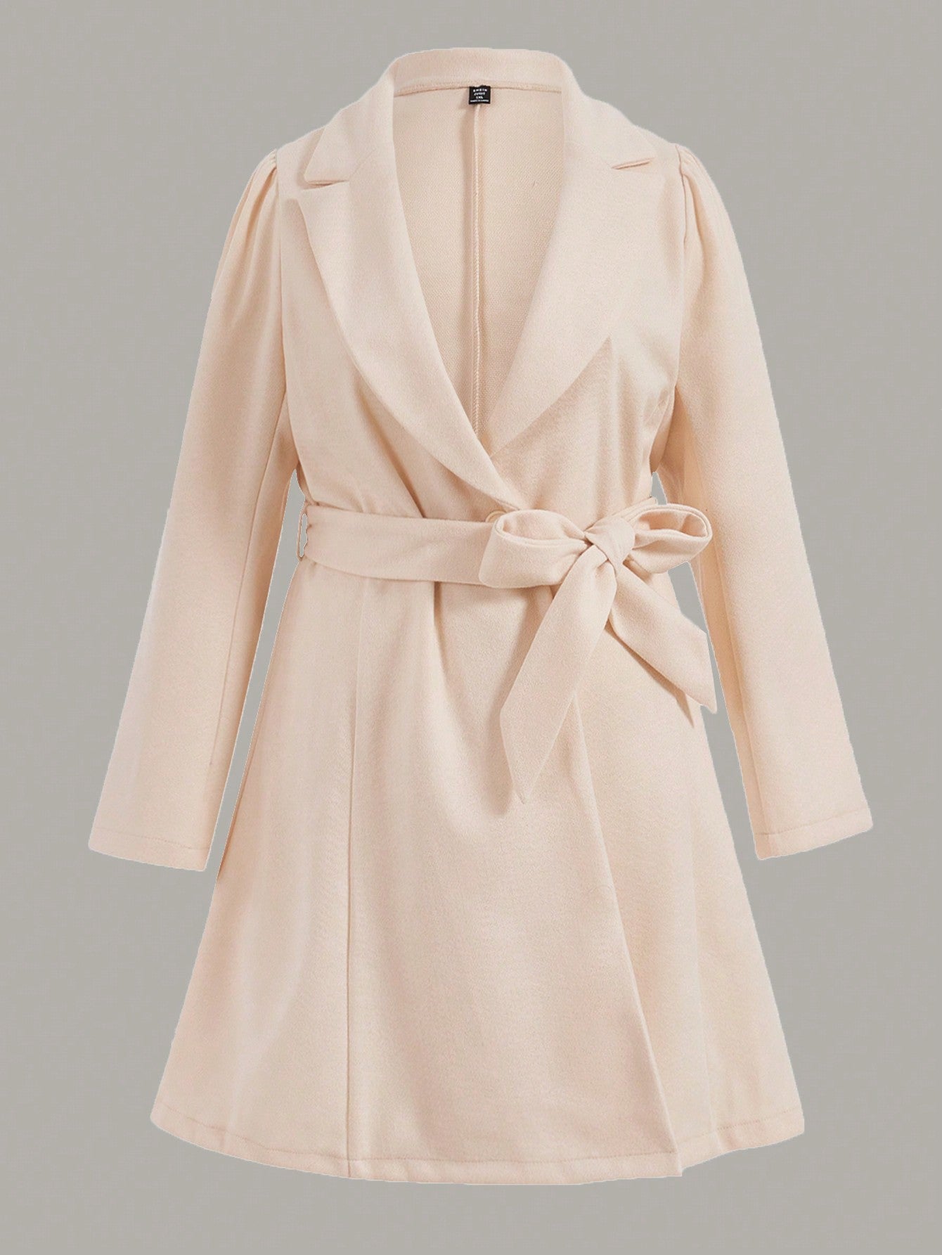 Plus Lapel Neck Belted Overcoat