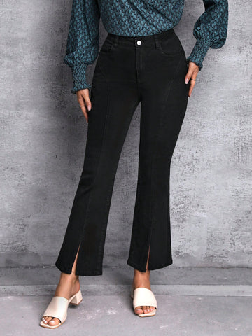 Split Hem Flare Leg Jeans