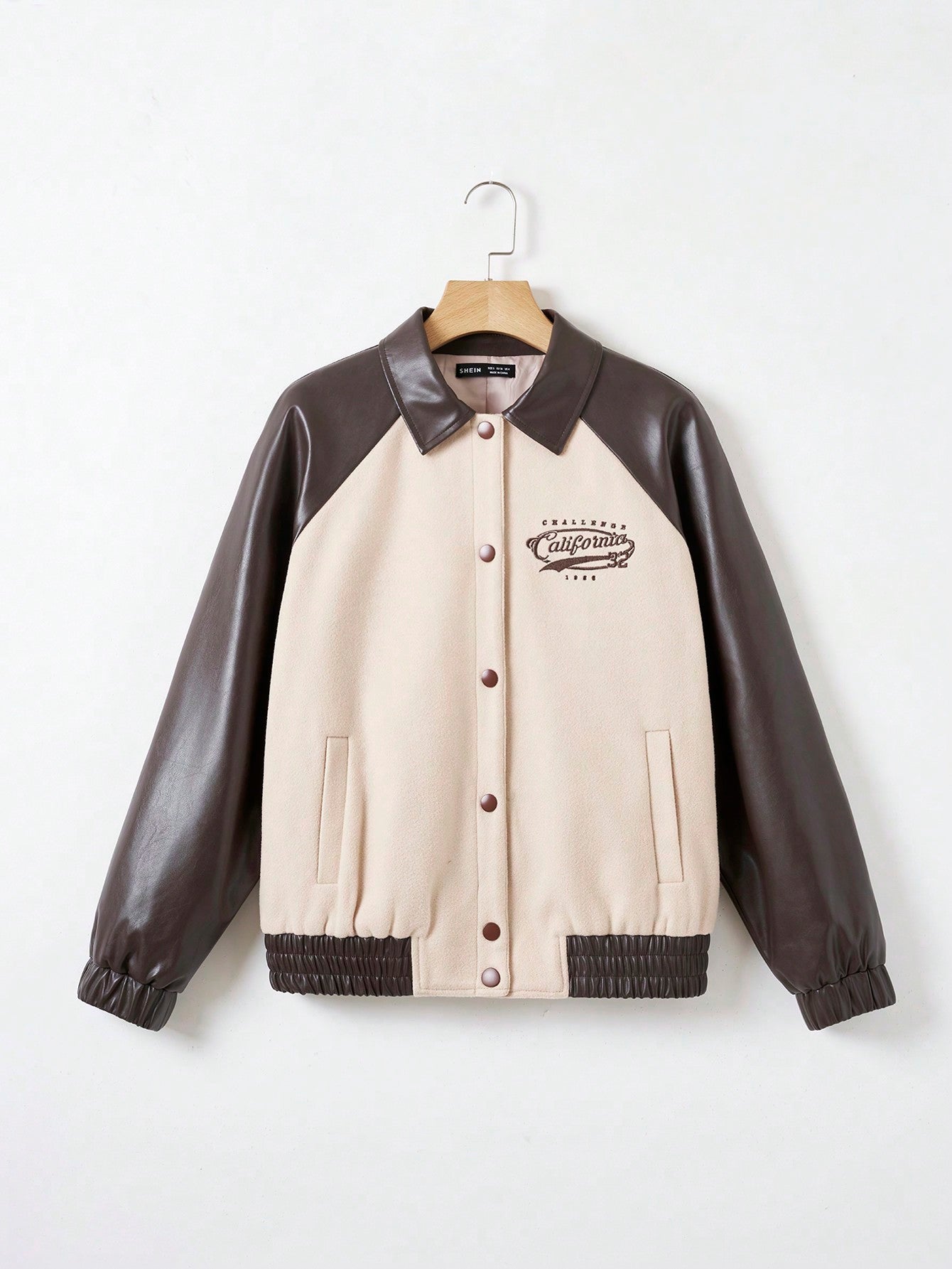 Letter Graphic Contrast Raglan Sleeve Jacket