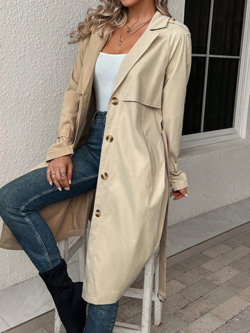 Two Tone Single Breasted Trench Coat