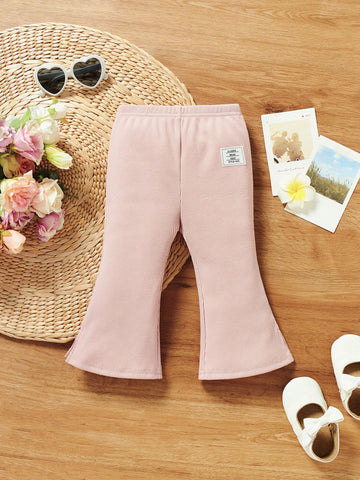 Baby Girl Letter Patched Detail Flare Leg Pants