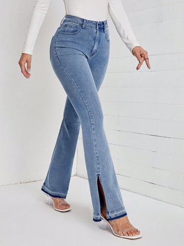 Split Hem Flare Leg Jeans