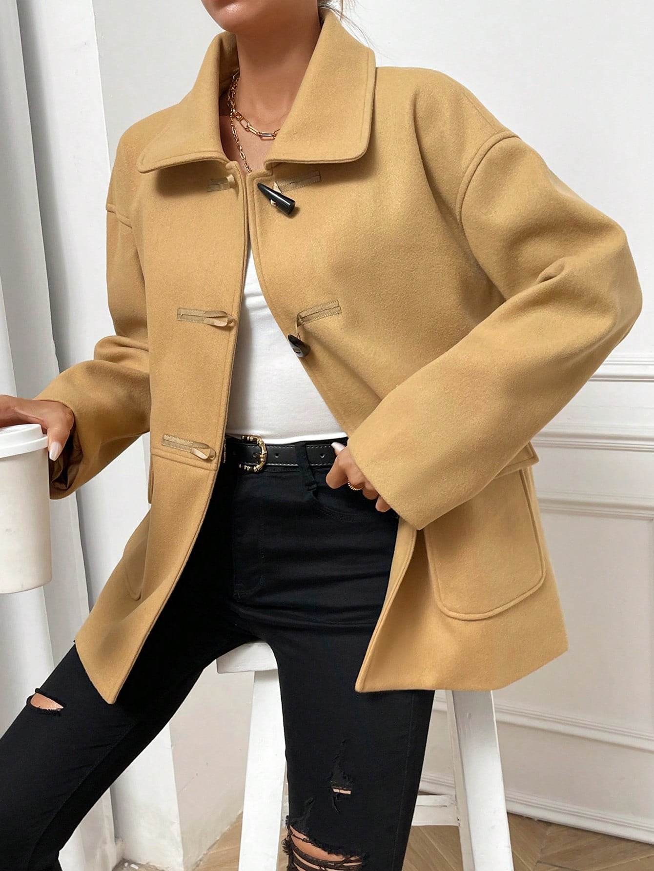 Drop Shoulder Duffle Overcoat